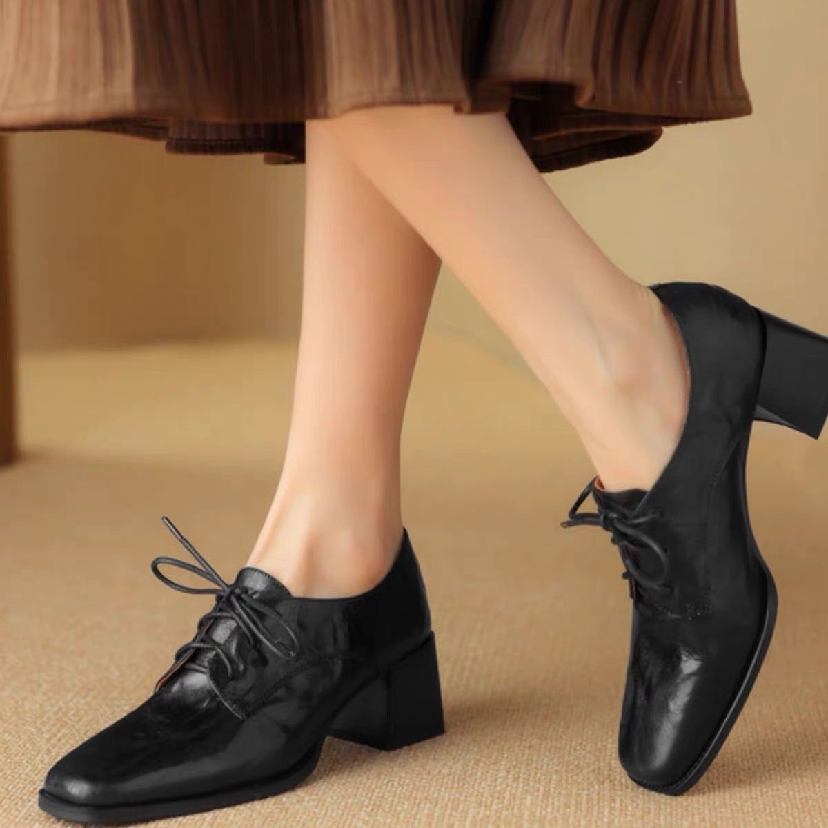 Women Square Toe Lace Up Oxfor - Formal Dress review and price