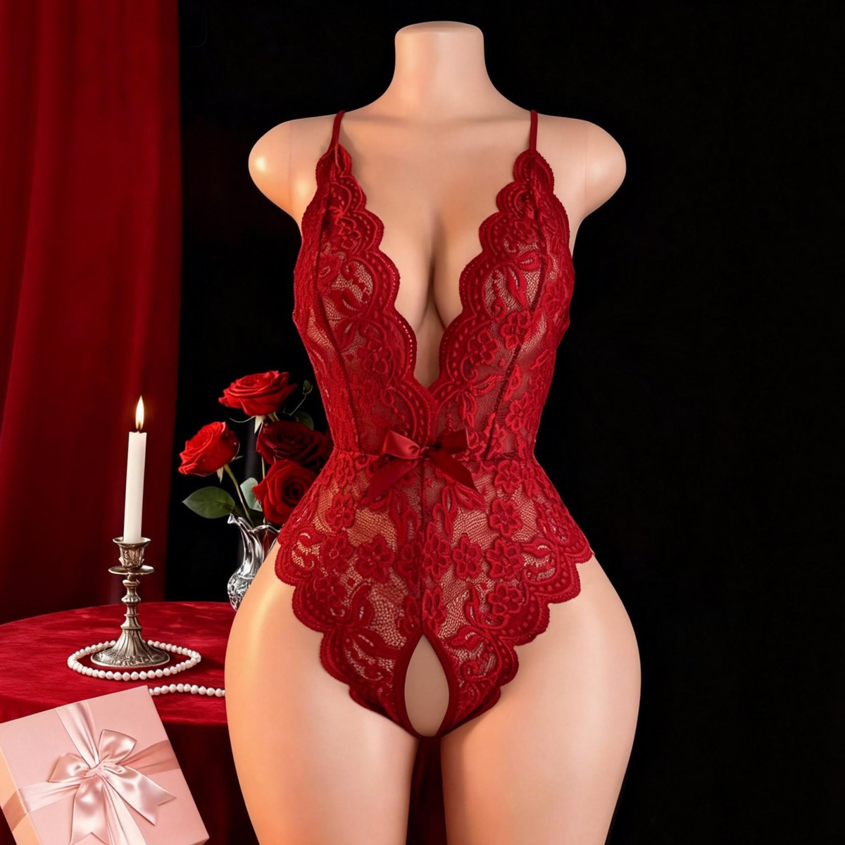 Hot Crotchless Sexy Lingerie F - Lace Dress review and price