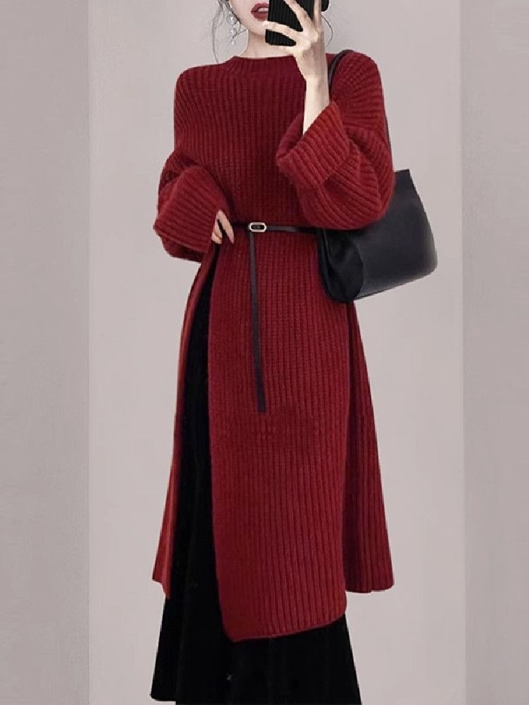 Women Elegant Red Knit Dress A - Women'S Red Formal Wear review and price