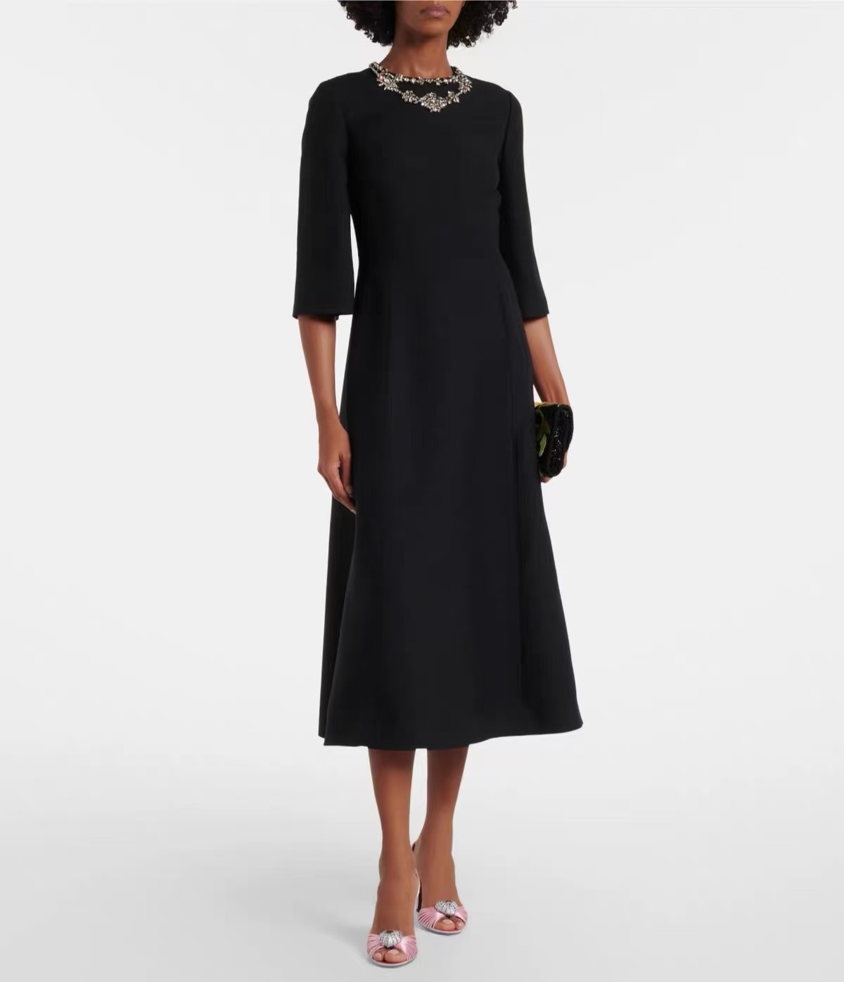 Premium Silk Wool Mint Green W - Midi Dress review and price