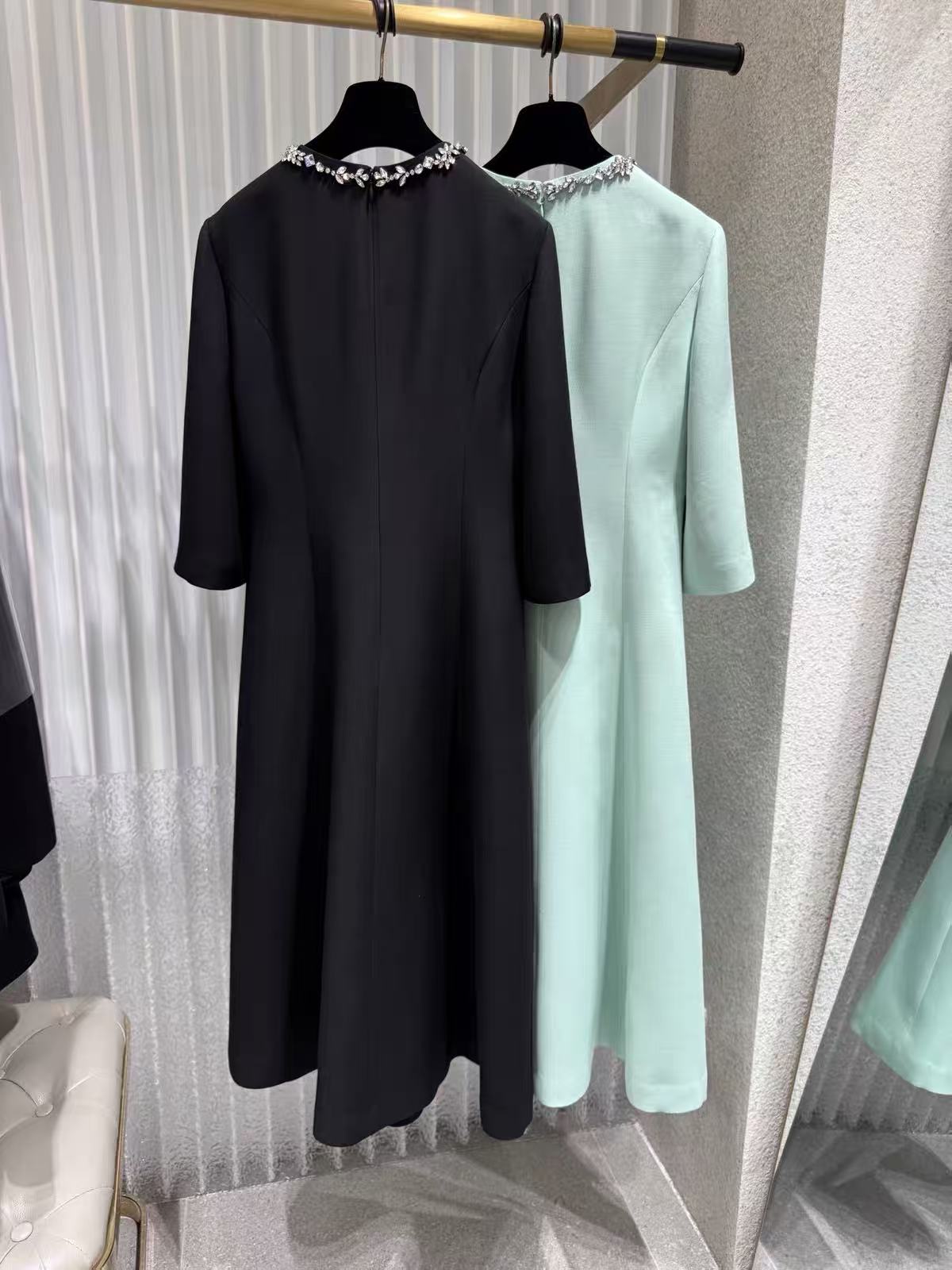 Premium Silk Wool Mint Green W - Midi Dress review and price