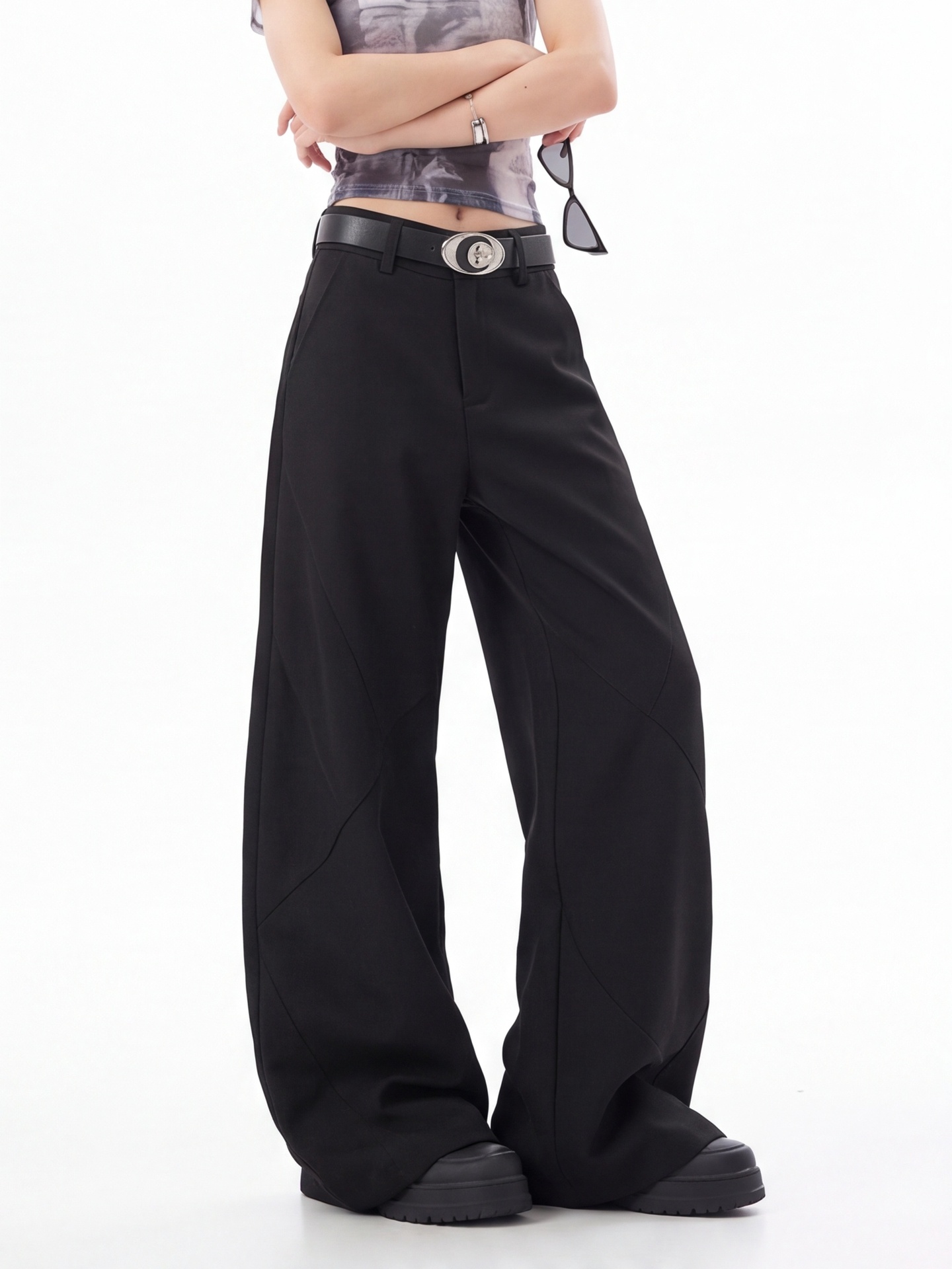 Black High Waist Trousers for  - Tailored Trouser Wide review and price